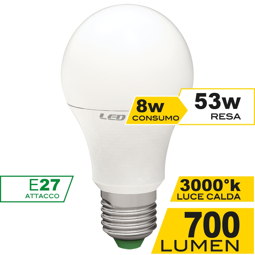 Lampadina goccia LED 8w E27