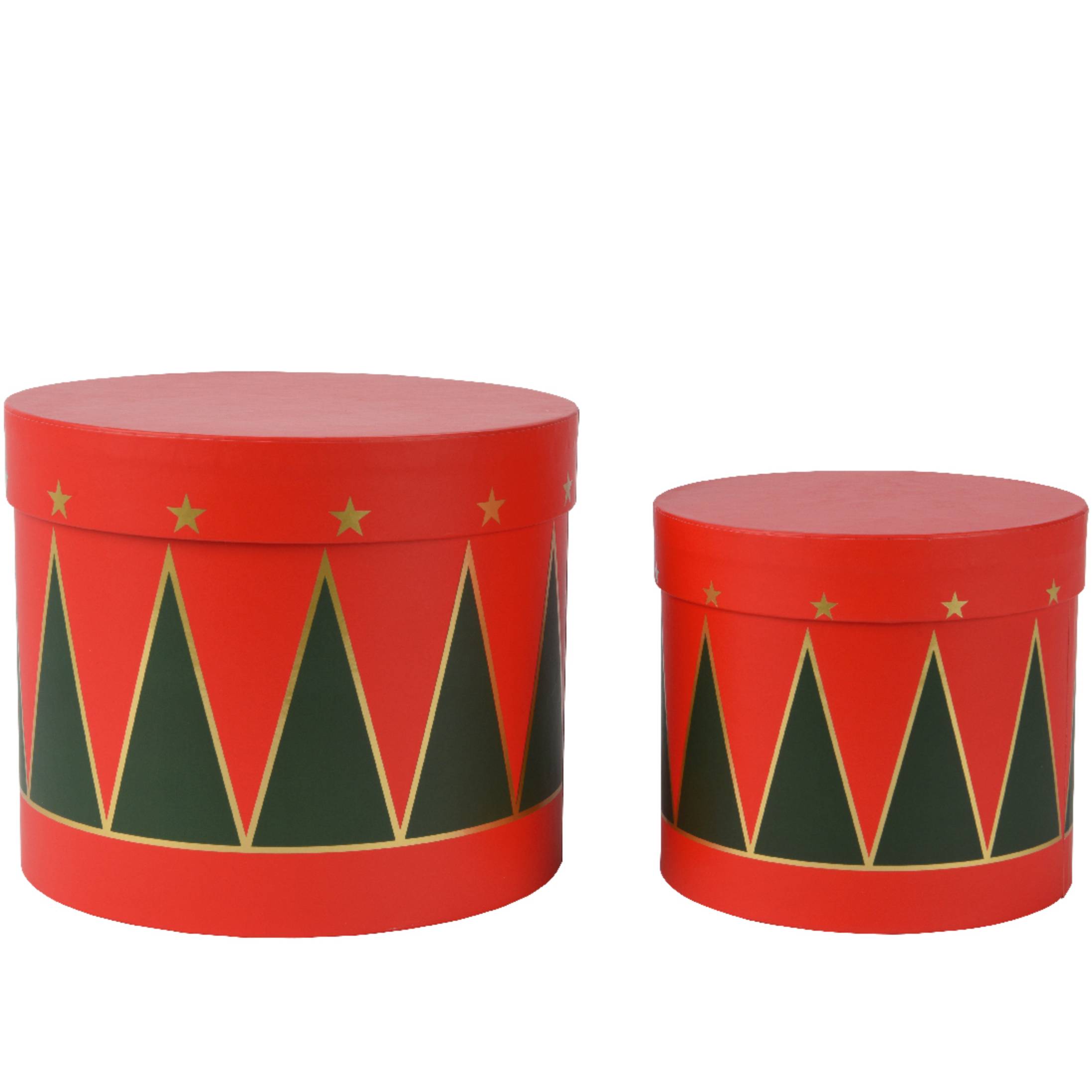 Set 2 scatole rosse Tamburo natalizio