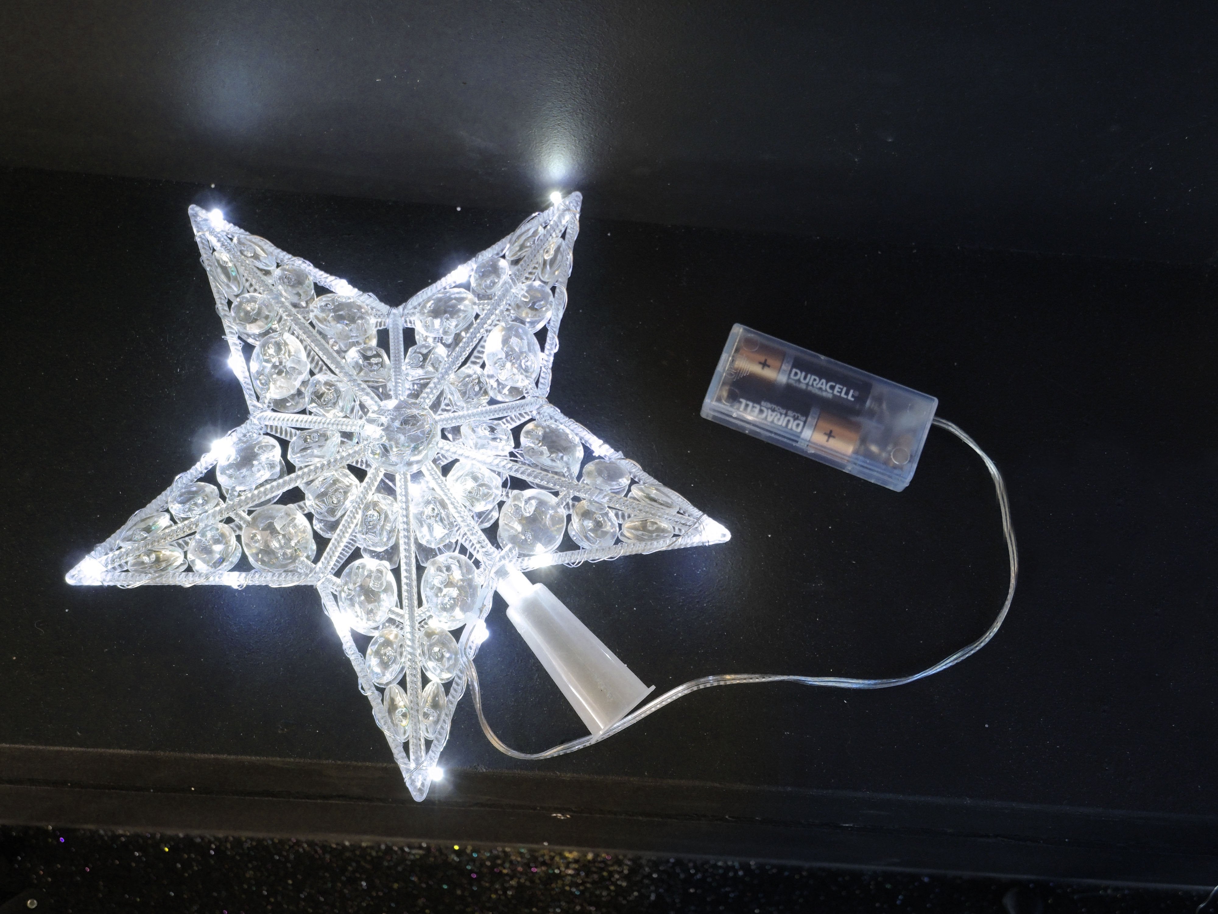 Puntale con gemme led bianco ghiaccio