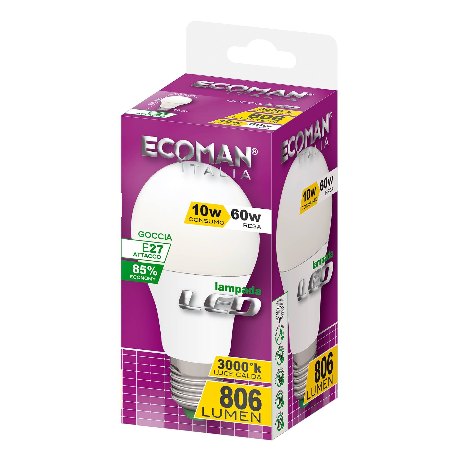 Lampadina LED goccia 10W