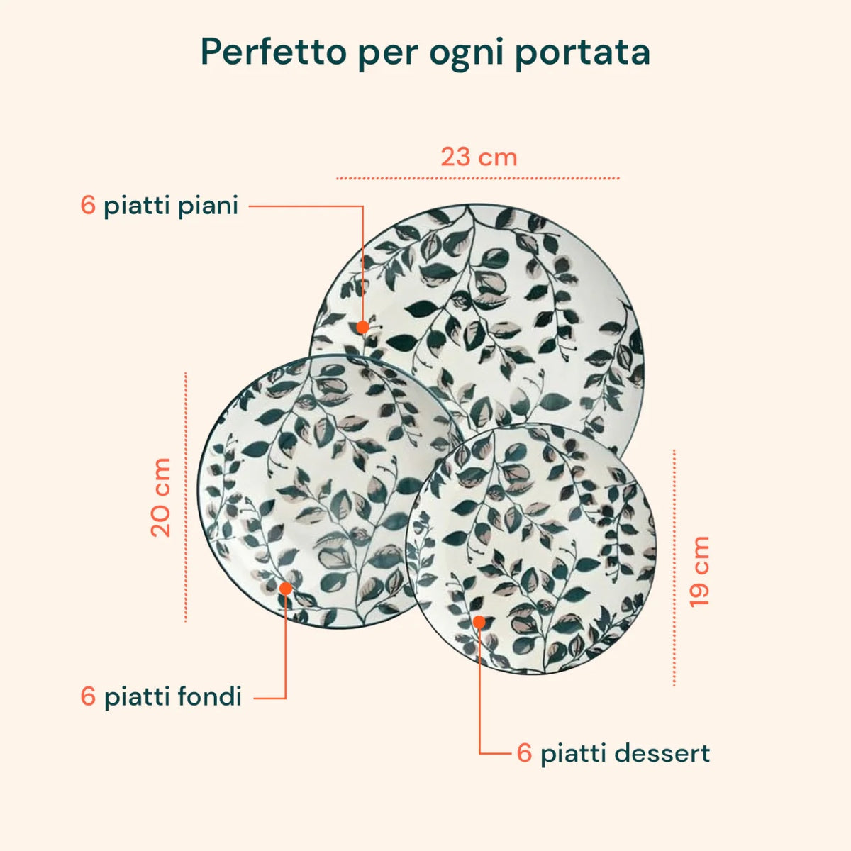 Servizio piatti 18 pezzi in porcellana Botanic 4