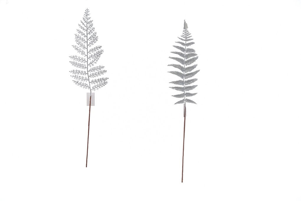 Foglia natalizia decorativa glitter colore silver