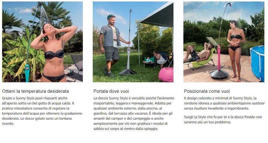 DOCCIA SUNNY STYLE COLORE AZZURRO AD ENERGIA SOLARE - GF GIARDINO 80005522