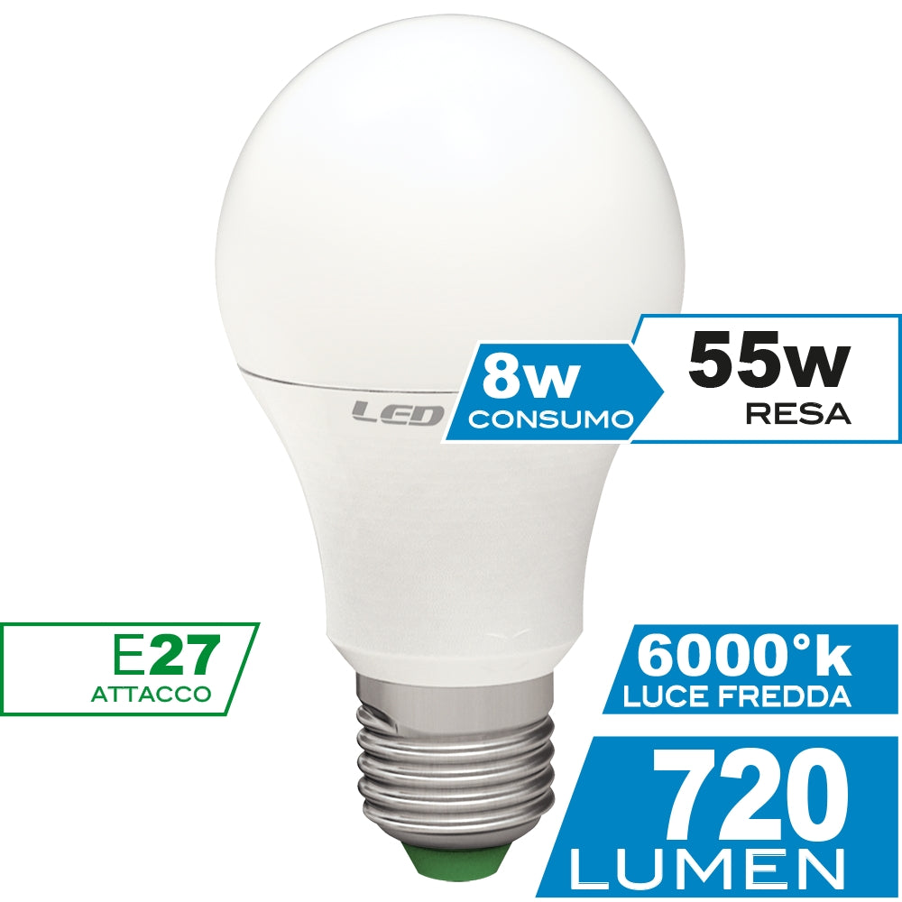 Lampadina goccia LED 8w E27 3