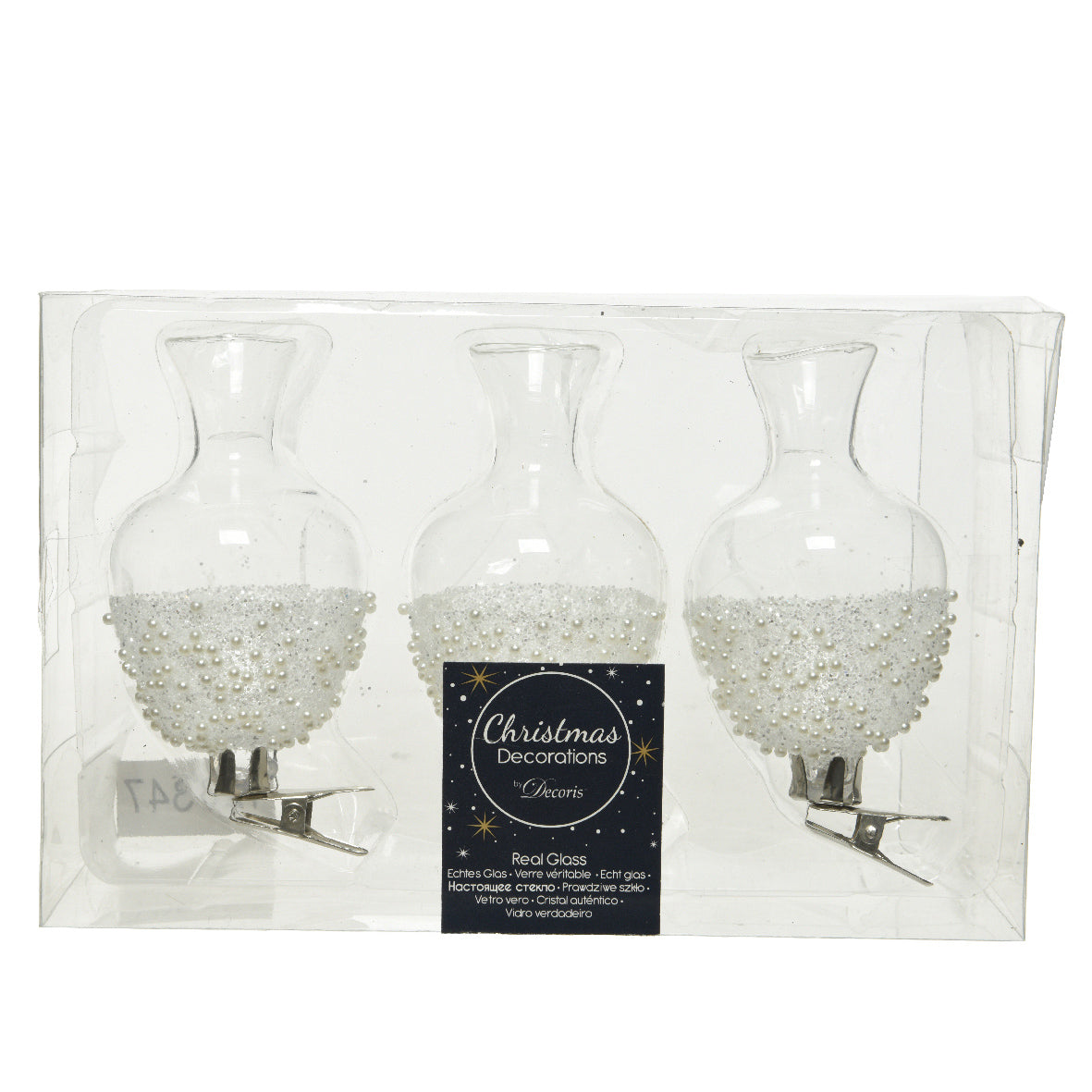 Set 3 vasetti in vetro con clip