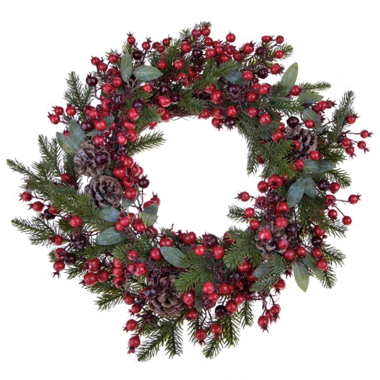 Corona ghirlanda natalizia 50 cm bacche rosse