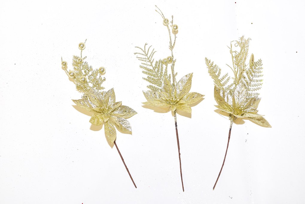 Pick natalizio glitter colore champagne