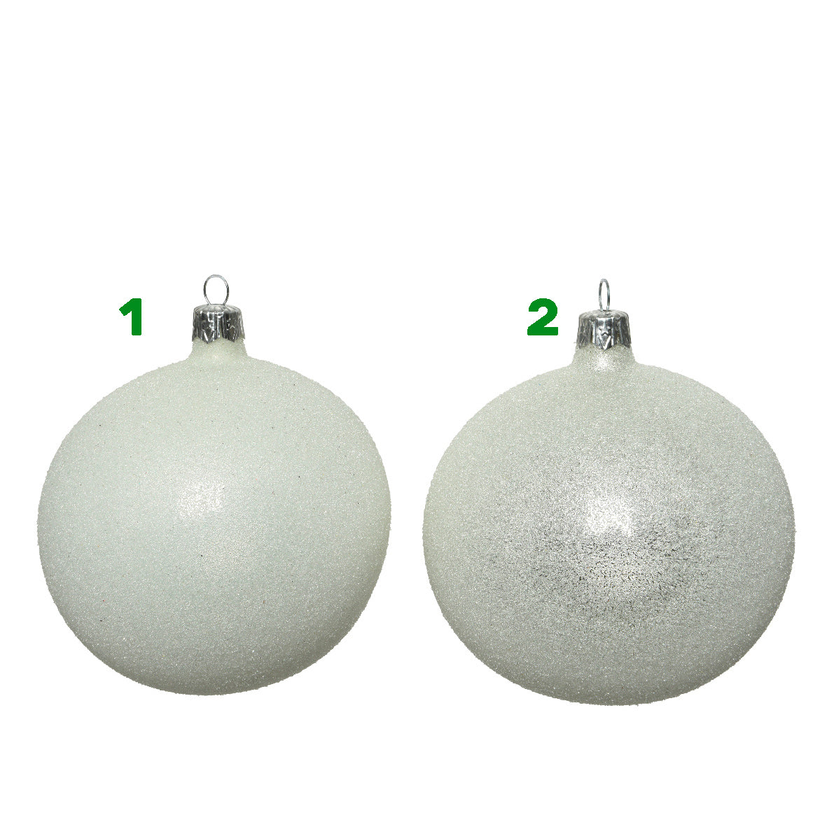 Palla in vetro bianca/argento 10 cm