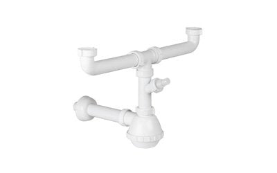 SIFONE A FIASCO PER LAVELLO DOPPIO 1"1/2 x 40/32 MM