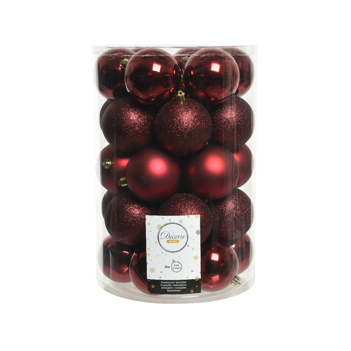 Confezione 34 palline rosso scuro Kaemingk