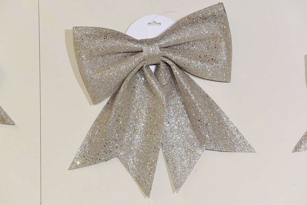 Fiocco glitter grande colore champagne 3