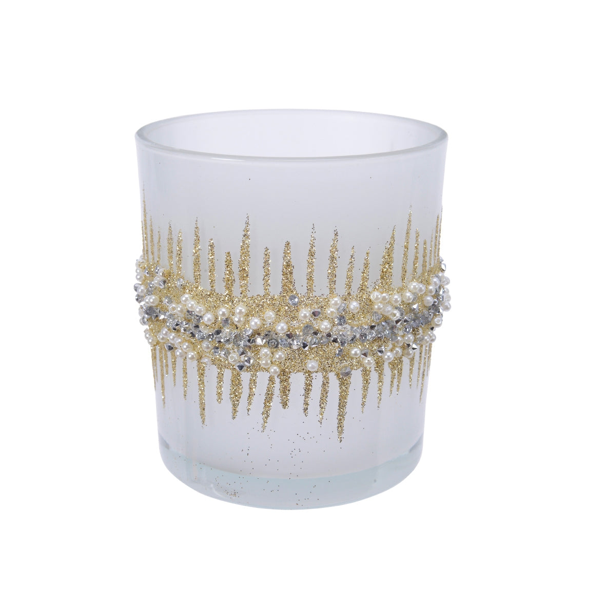 Porta candela in vetro bianco Kaemingk