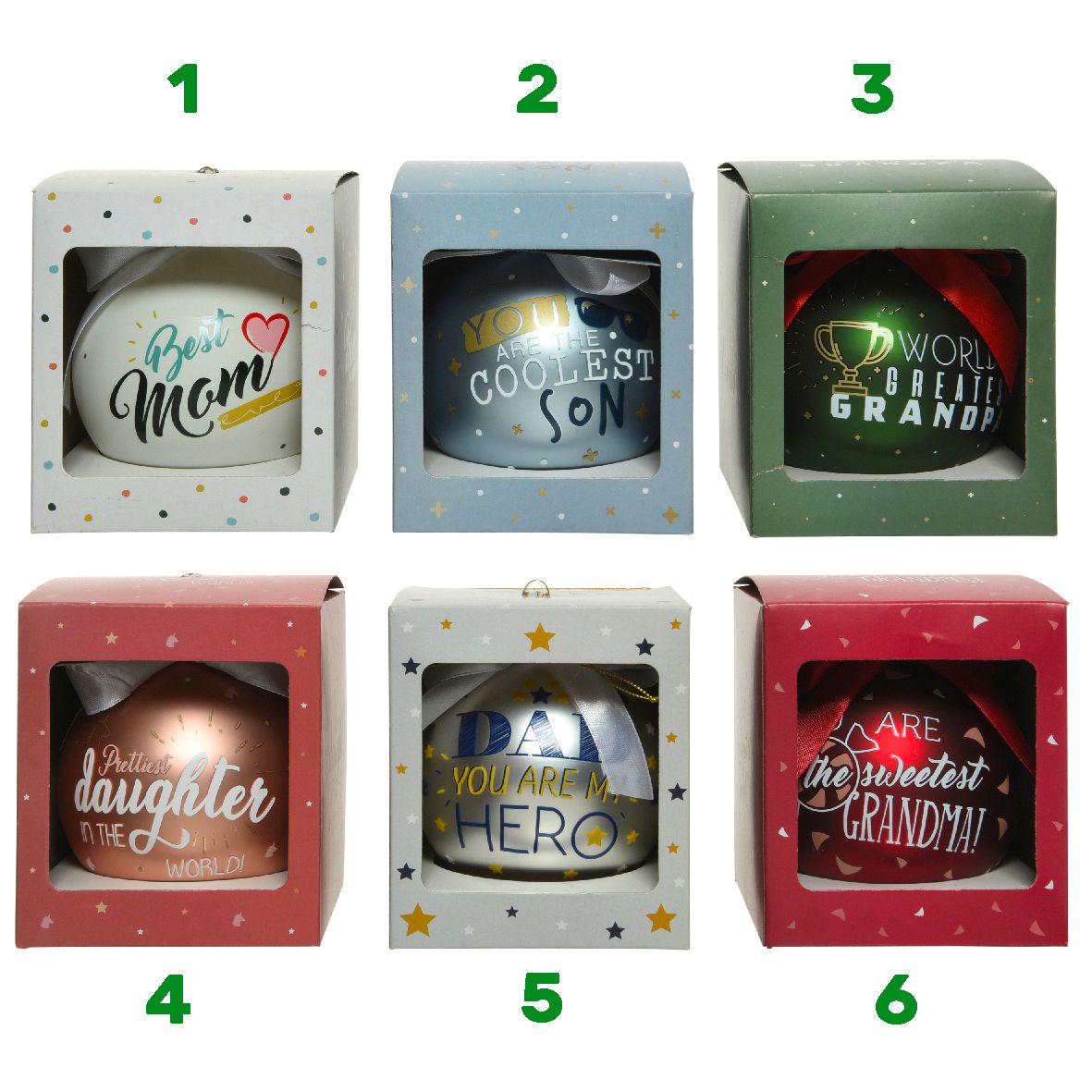 Pallina in vetro con testo su famiglia 10 cm