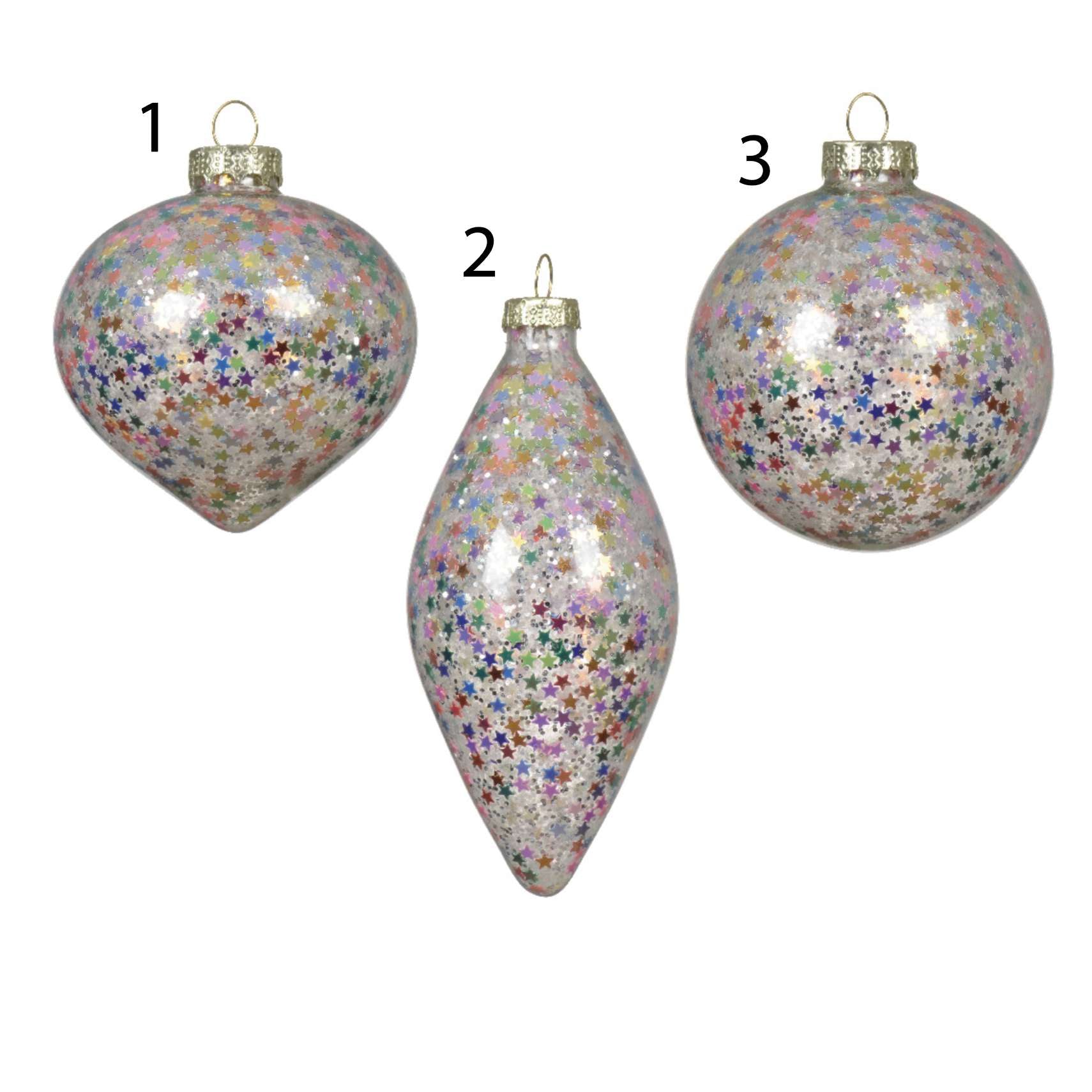 Pallina in vetro trasparente con lustrini 8 cm