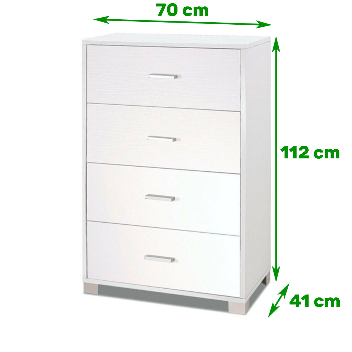 Cassettiera 4 cassetti bianco lucido