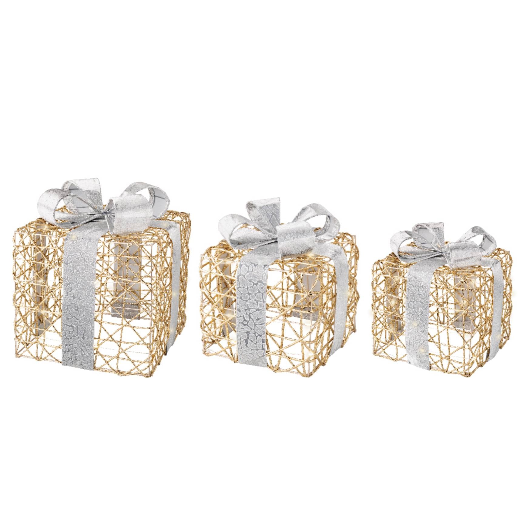 Scatole regalo microLED oro 28 cm