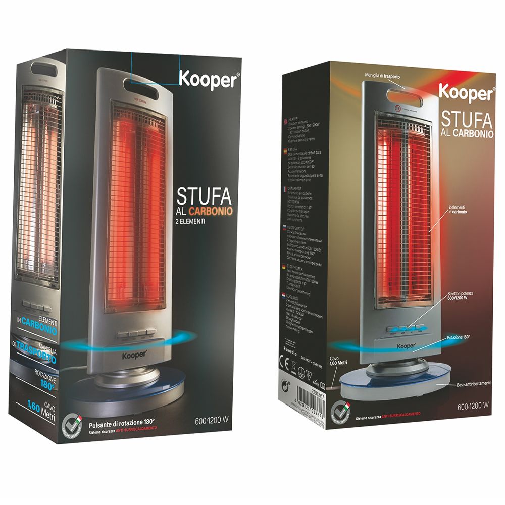 Kooper 2191367 Stufa al Carbonio 1200 w Rotazione 180