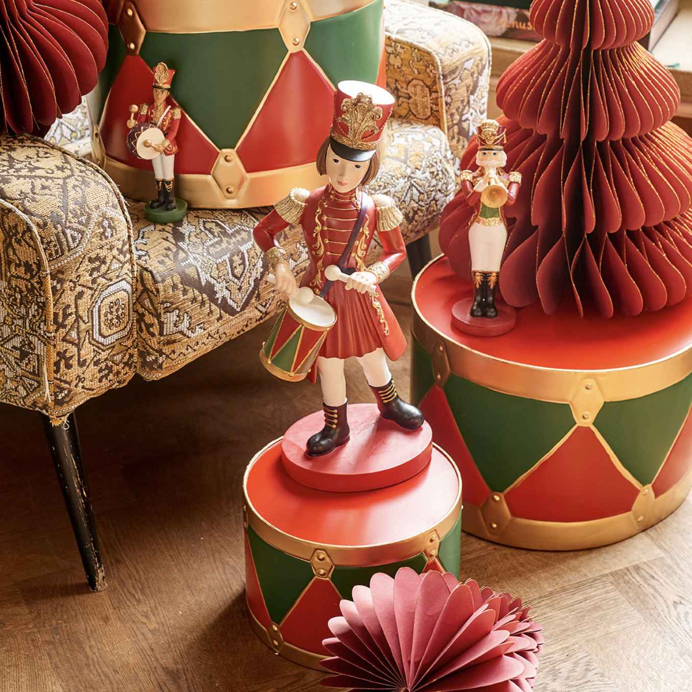 Set 2 Tamburelli in ferro natalizio 37 cm