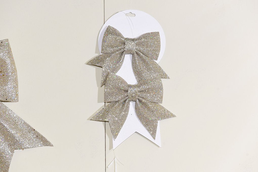 Set 2 fiocchi glitter colore bianco 3