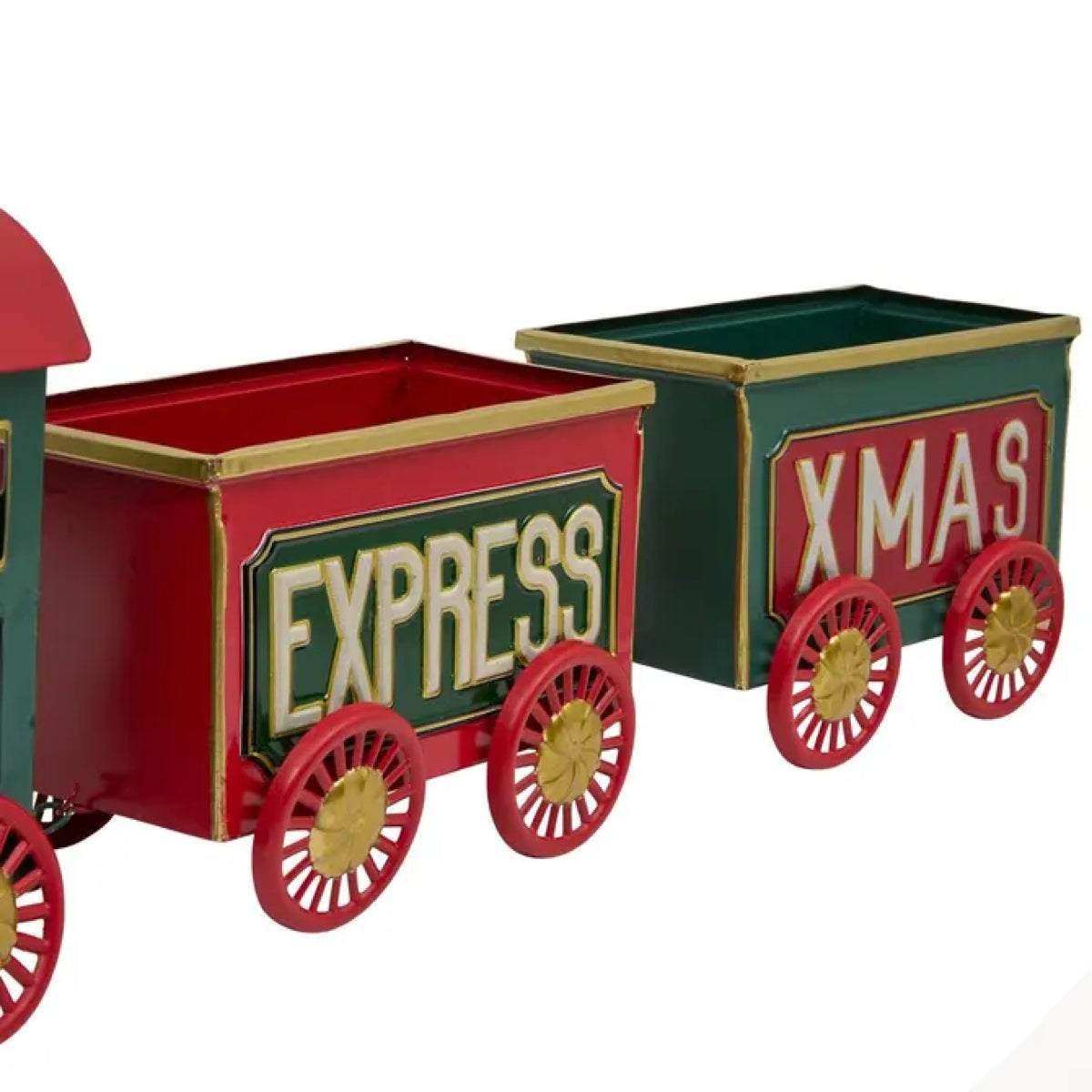 Trenino Natalizio Decorativo in Metallo Rosso e Verde 3