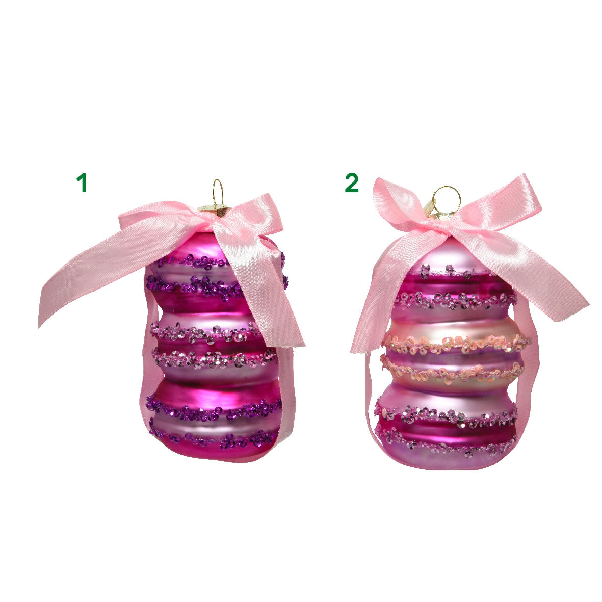 Addobbo albero macaron rosa Kaemingk  Dimensioni 10,3 centimetri, con colori e glitter.