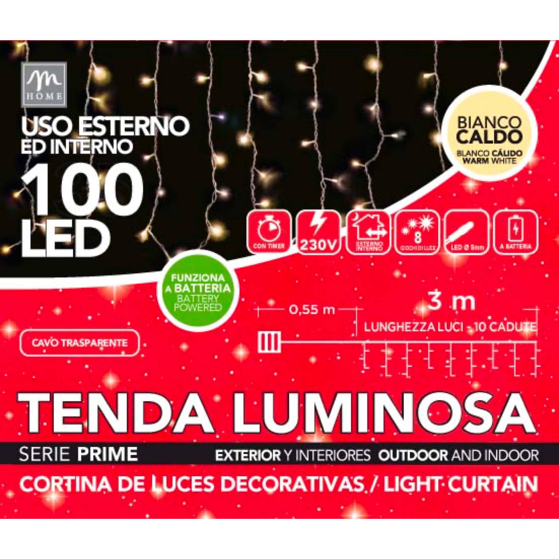 Tenda bianco calda 100 LED