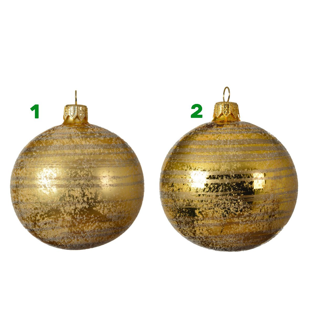 Pallina oro satinato con righe 8 cm