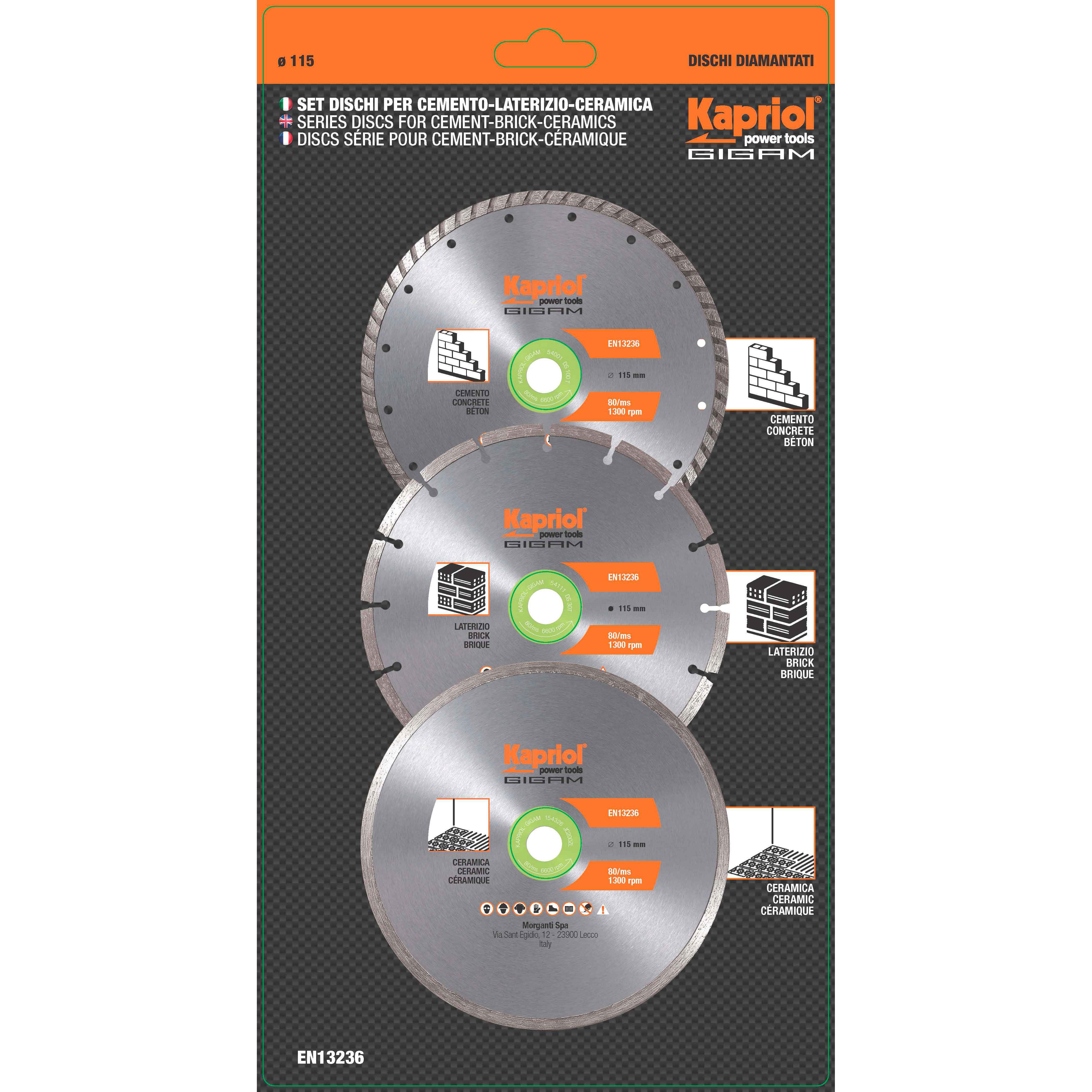 Set 3 dischi cemento/laterizio/ceramica Kapriol