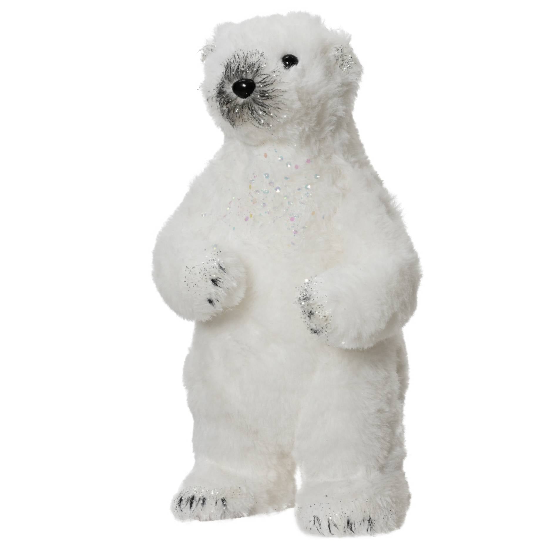 Orso polare bianco glitter natalizio 29 cm