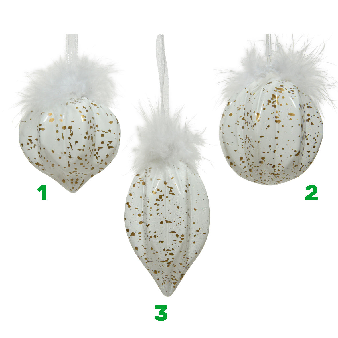 Pallina di vetro con piume 8 cm