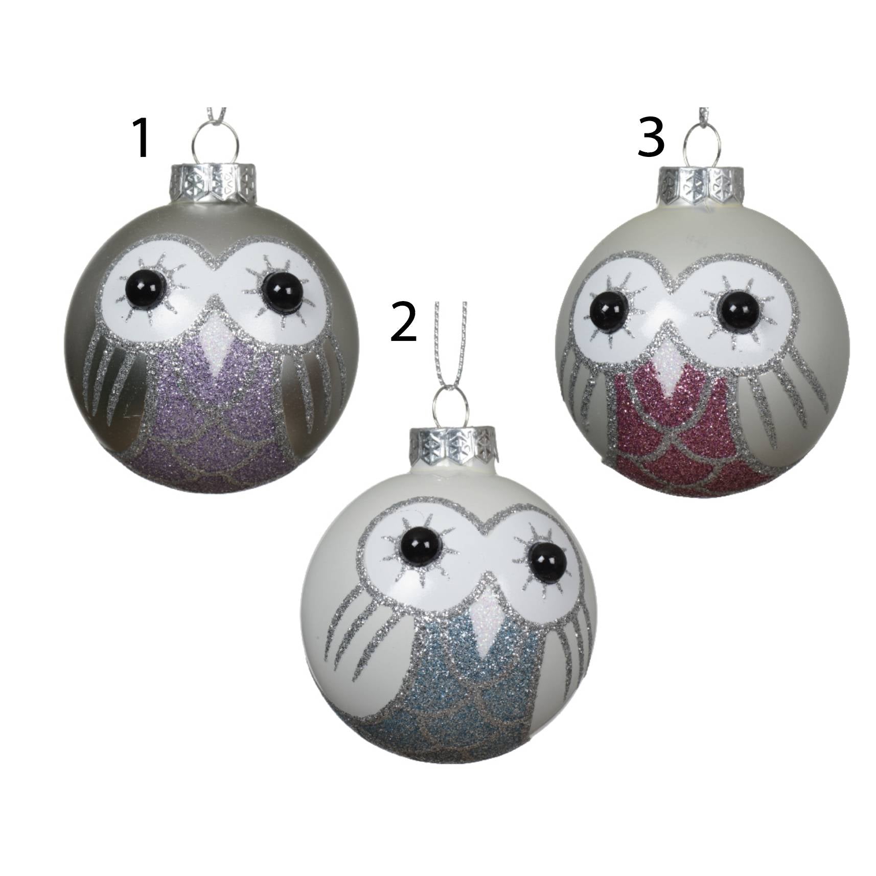 Pallina di vetro gufo 6 cm