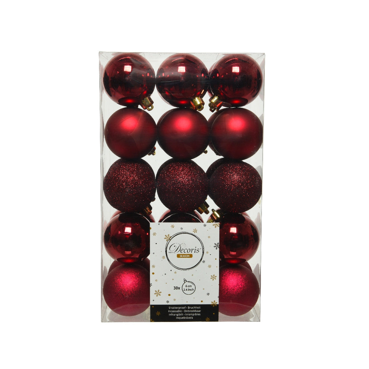 Confezione 30 palline color bordeaux Kaemingk
