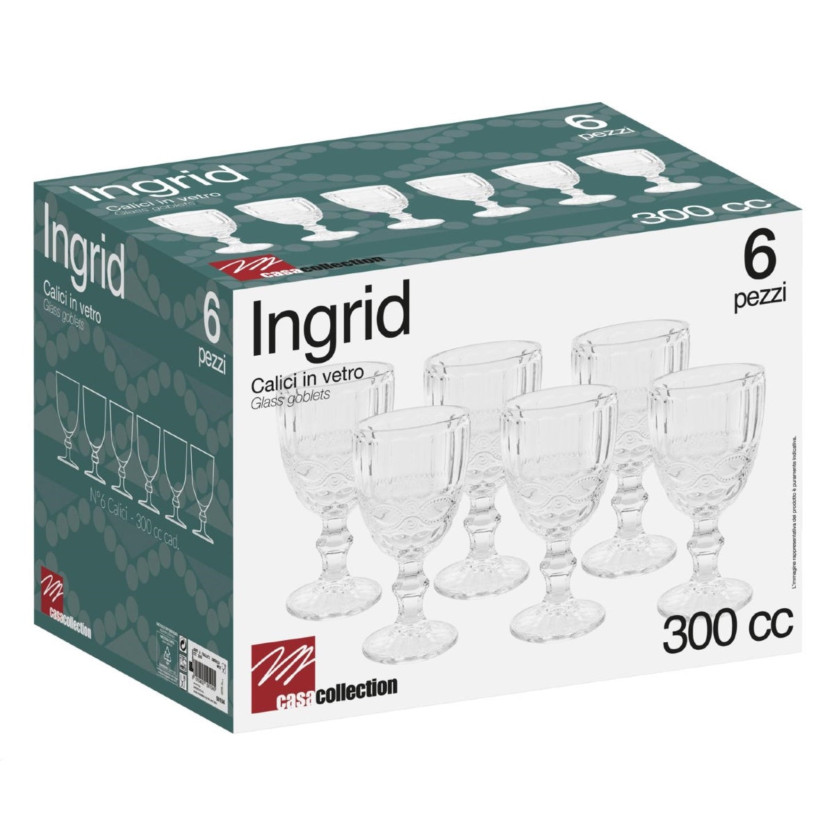 Set 6 Calici Ingrid 300 ml in Vetro