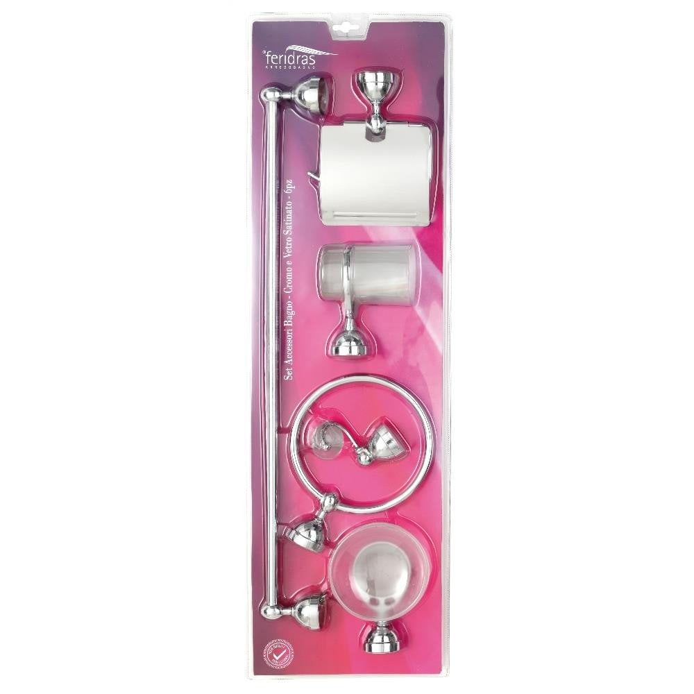 Set bagno 6 pezzi cromo e vetro 3