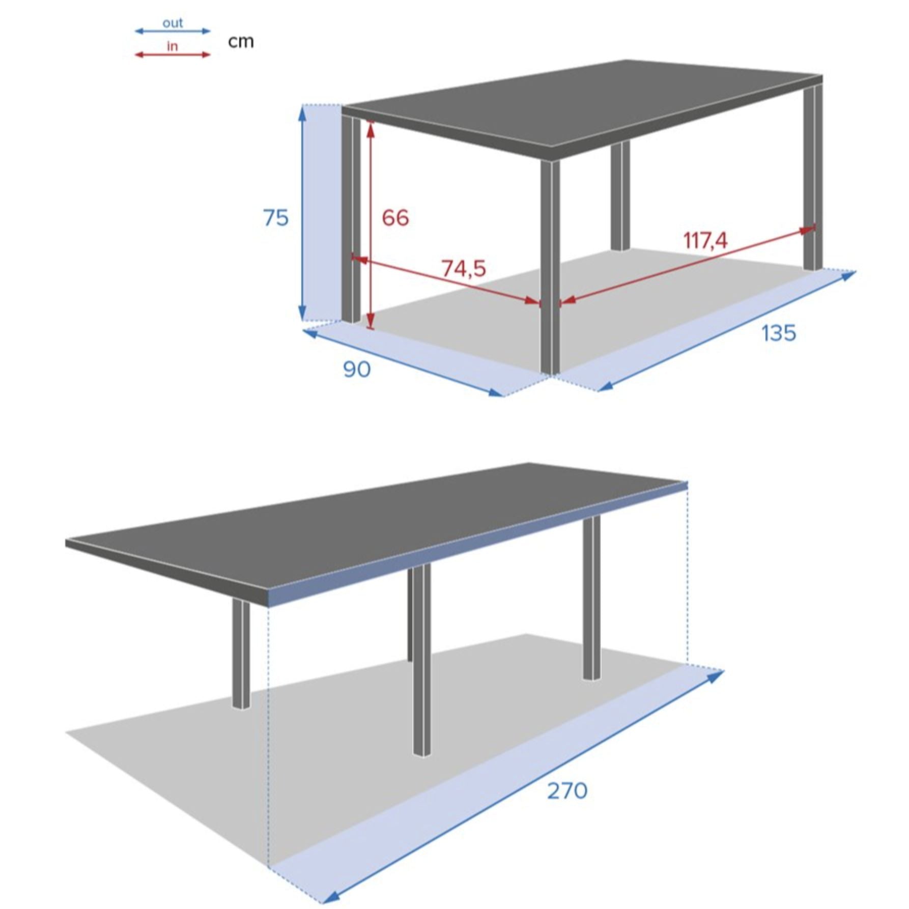 Tavolo piazza 10 posti bianco