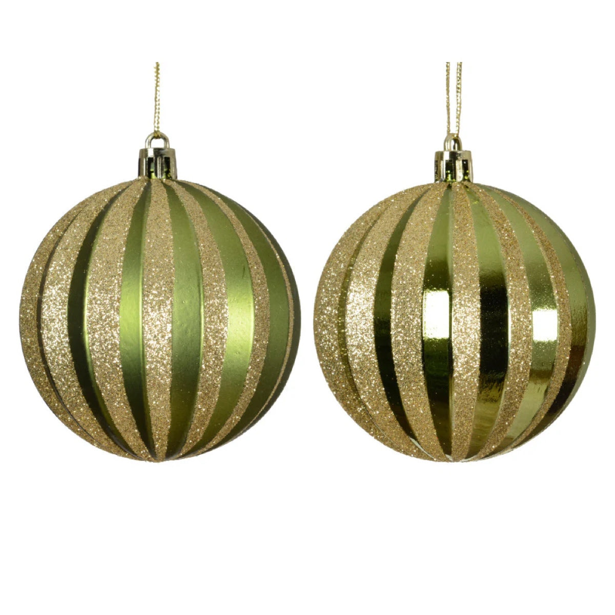 Pallina di Natale Verde con Glitter Oro Ø 8 cm