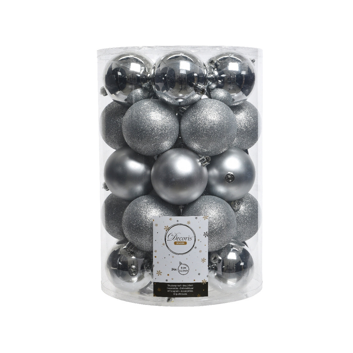 Confezione 34 palline color argento Kaemingk