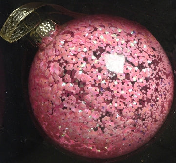 Pallina vetro glitter rosa 8 cm