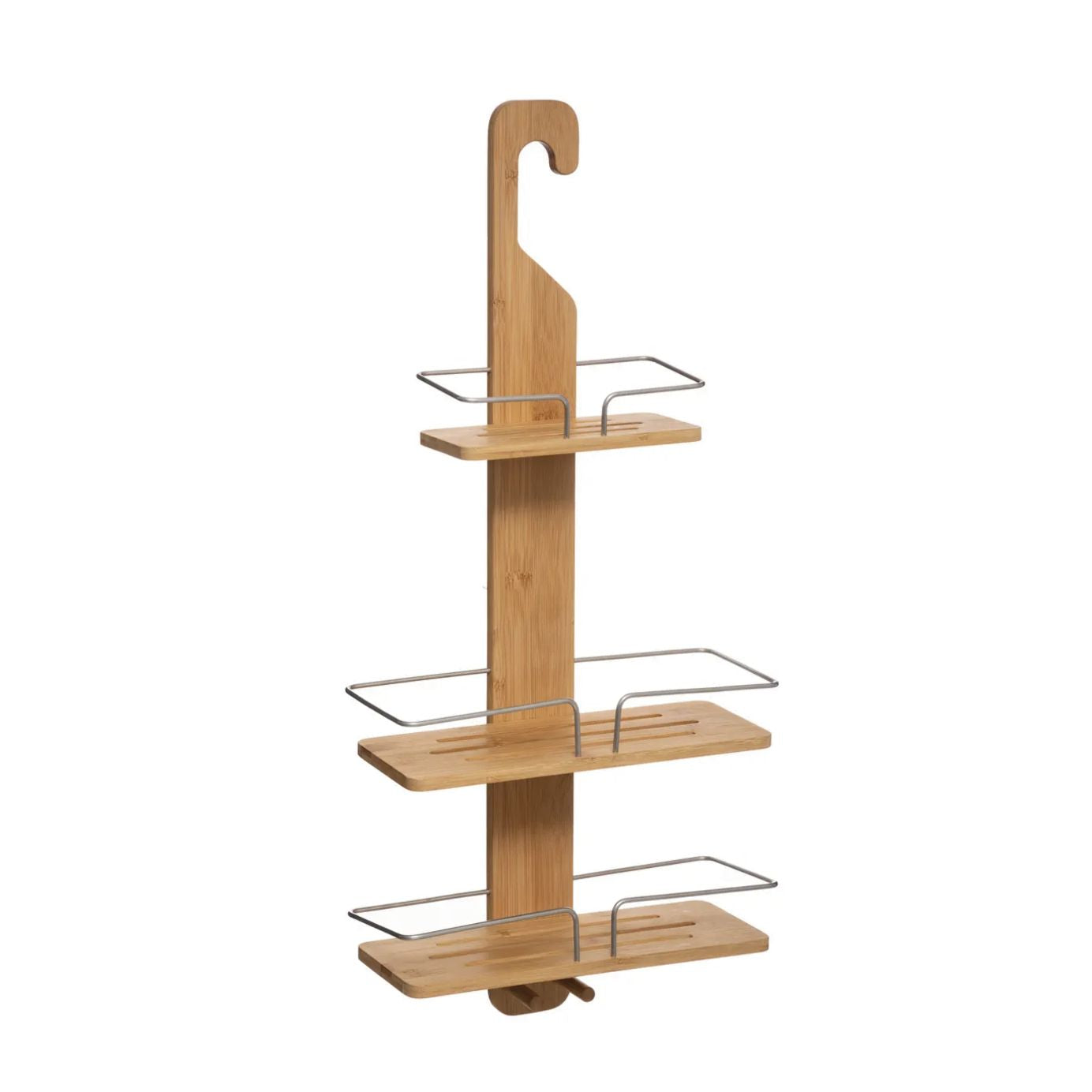 Mensola doccia 3 ripiani in bamb√π e metallo ‚Äì 70√ó30√ó12 cm