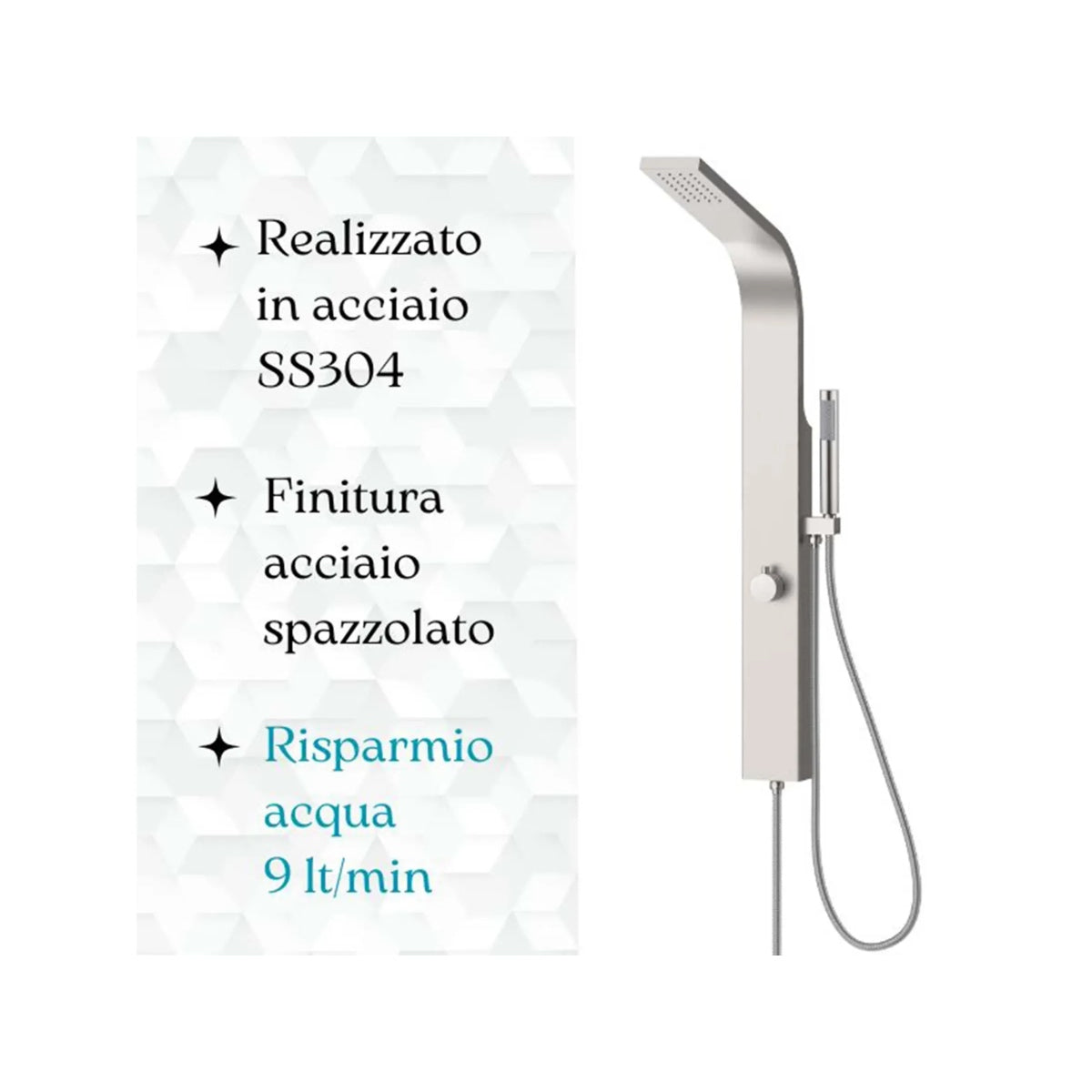 Pannello Doccia Iside in Acciaio Inox Spazzolato 2
