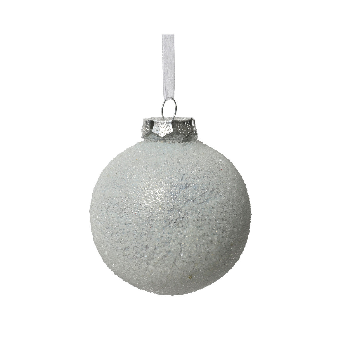 Pallina di natale grigio glitterata 10 cm