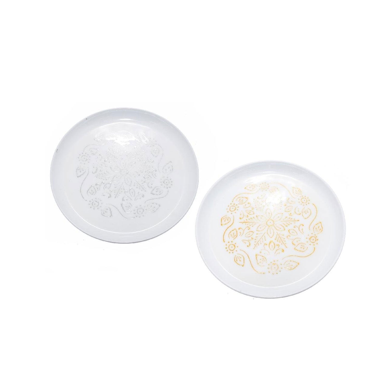 Vassoio decorato tondo in metallo