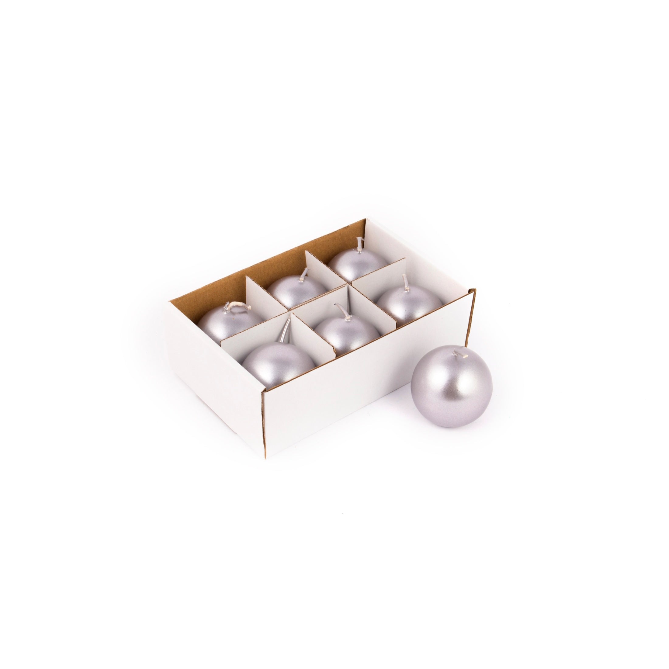 Set 6 candele sfera 'lucid' Mercury silver grey