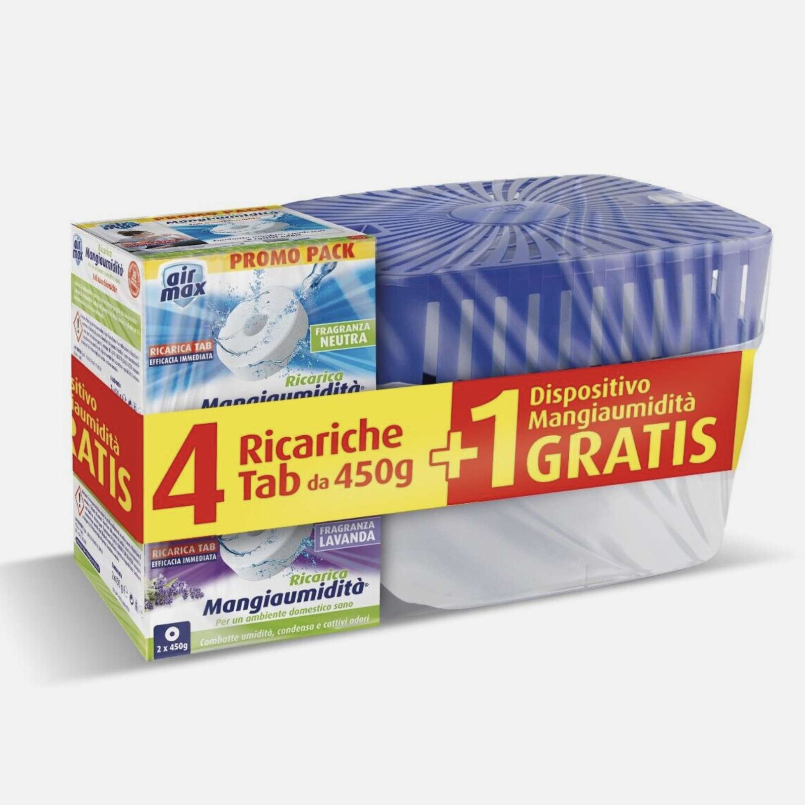 AIR MAX Ricariche Tab miste 4x450g + 1 Dispositivo Mangiaumidit√†