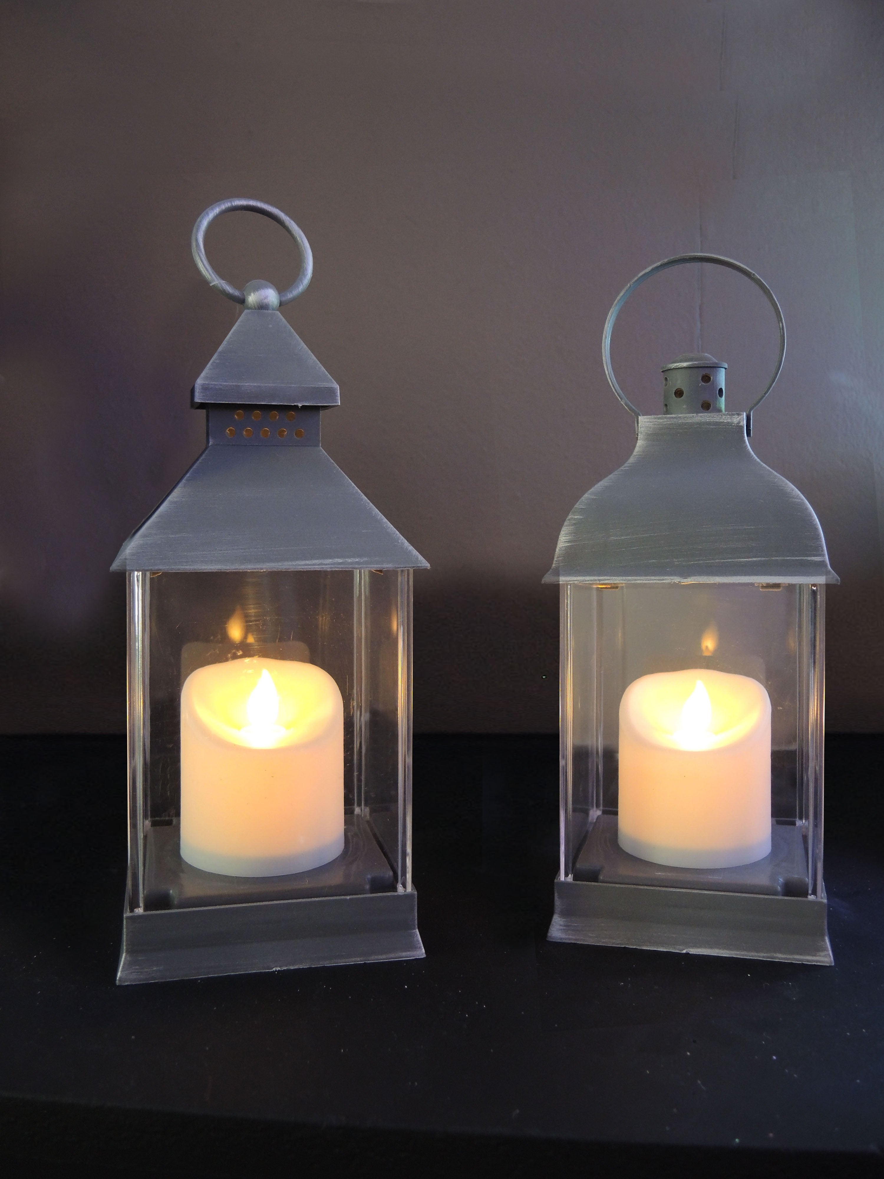 Lanterna quadrata a led grigio antico