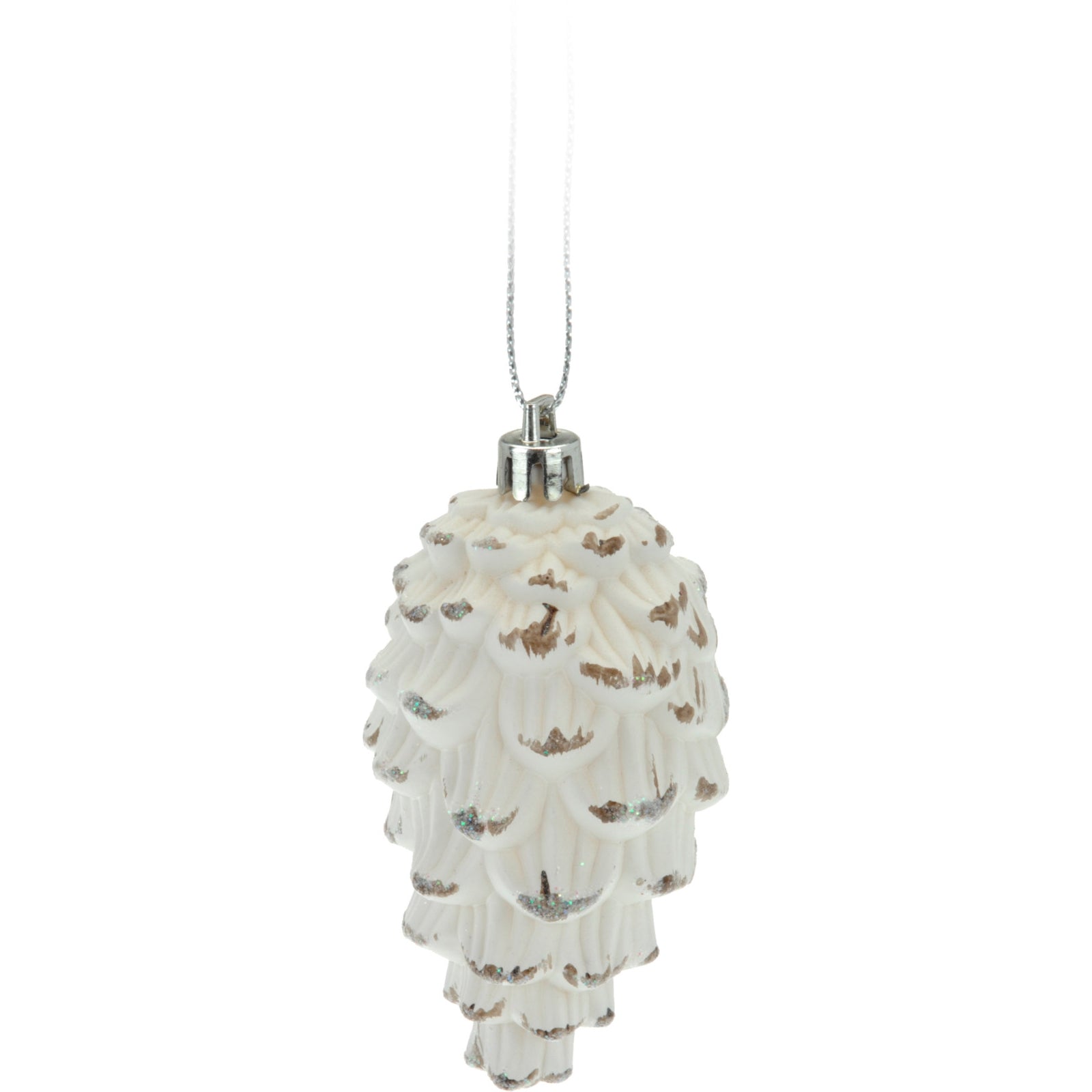 3 pendenti pigna bianca 9 cm