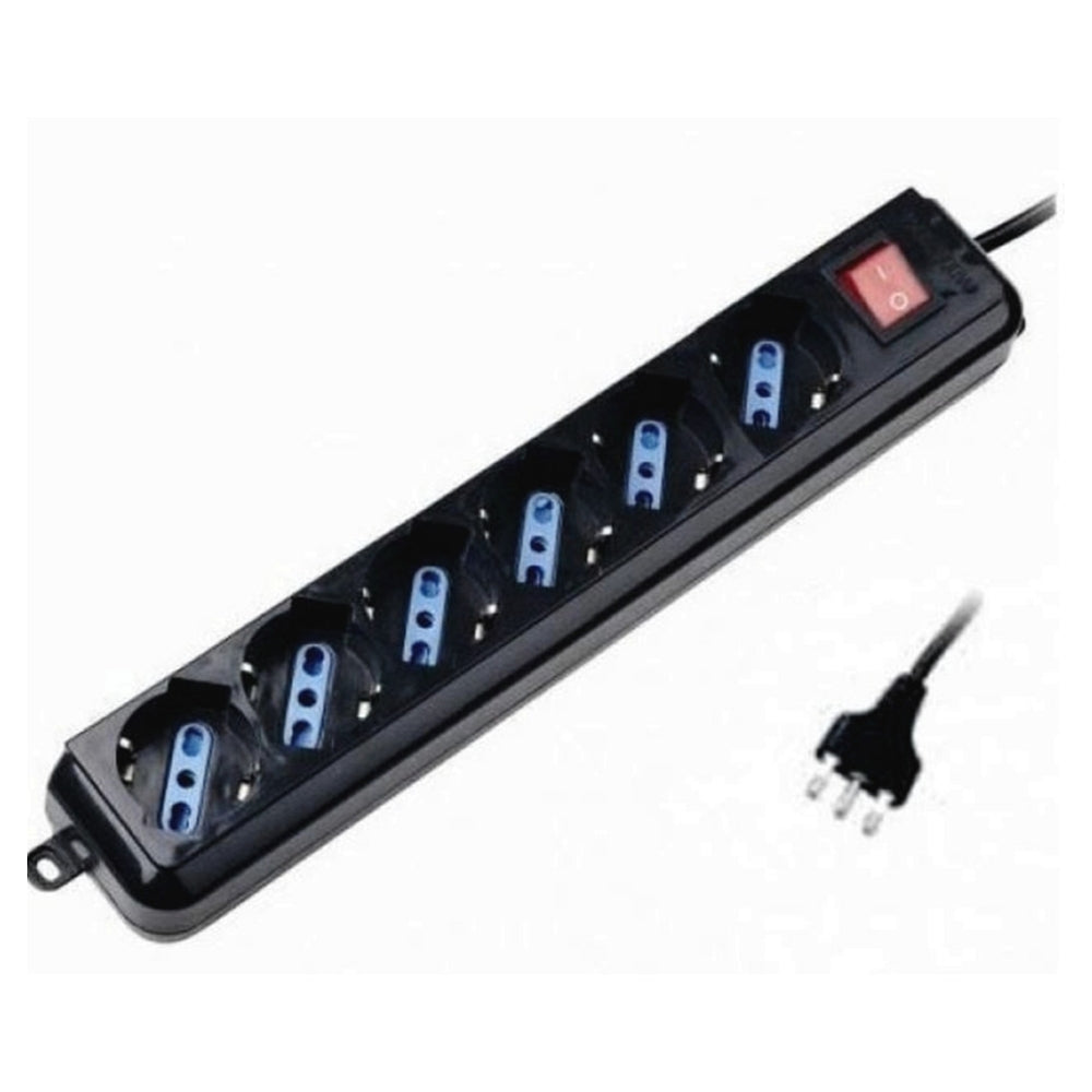 Multipresa 6 posti 10/16A nero