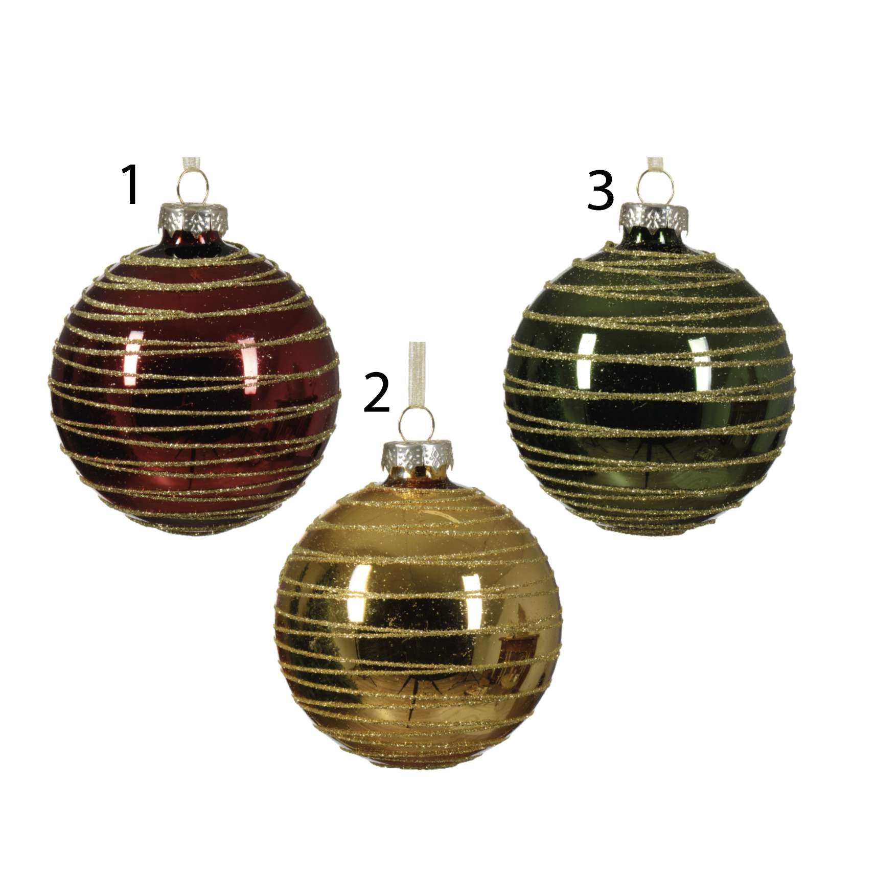 Pallina in vetro smaltato con glitter oro 8 cm