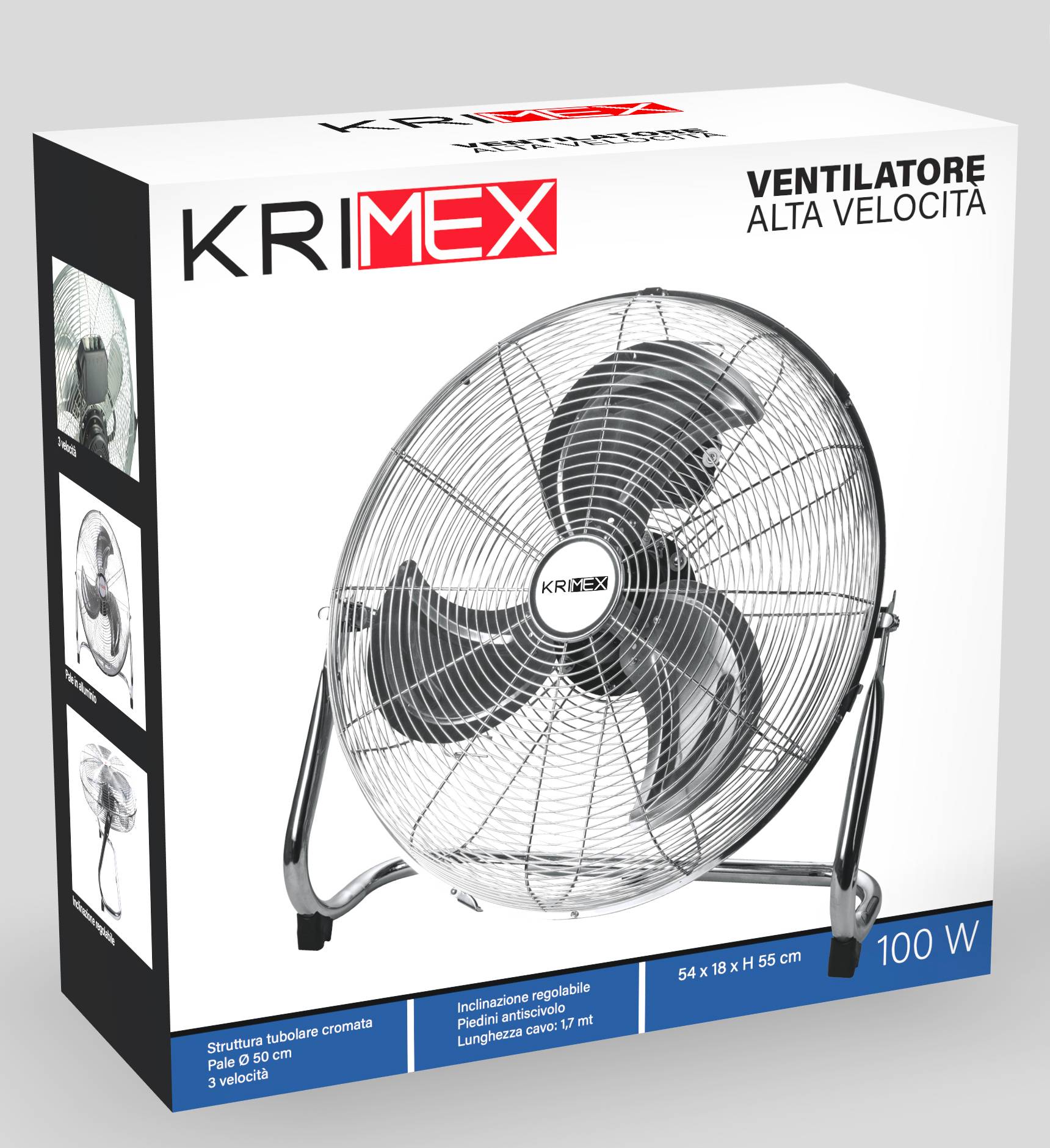 Ventilatore da terra industriale Krimex Cromo