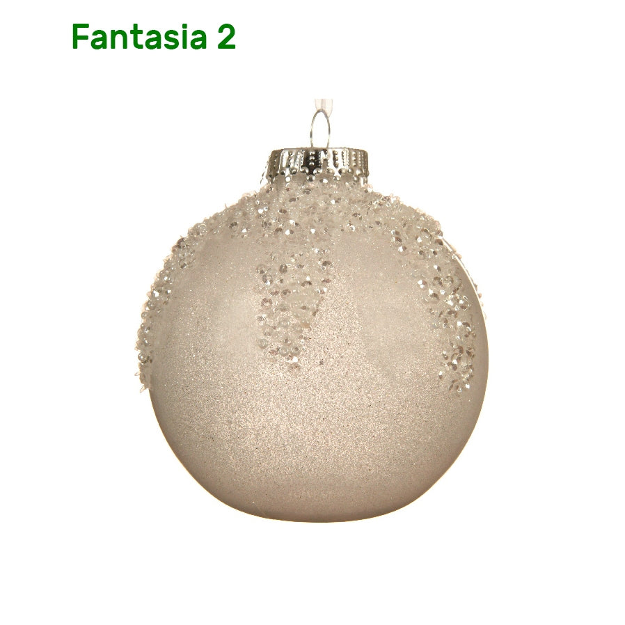 Palline di natale color bianco o argento con decori Kaemingk 3